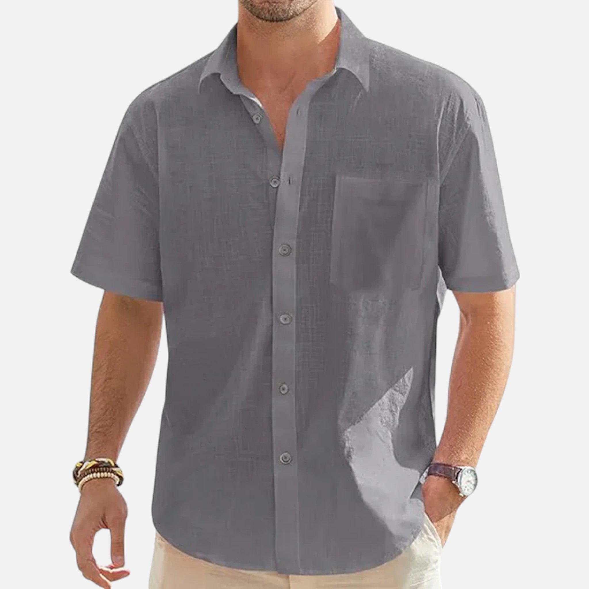 Maison Delmont | Men’s Cotton Blend Beach Shirt