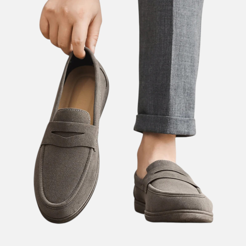 Maison Delmont | Men’s Faux Suede Slip-On Loafers