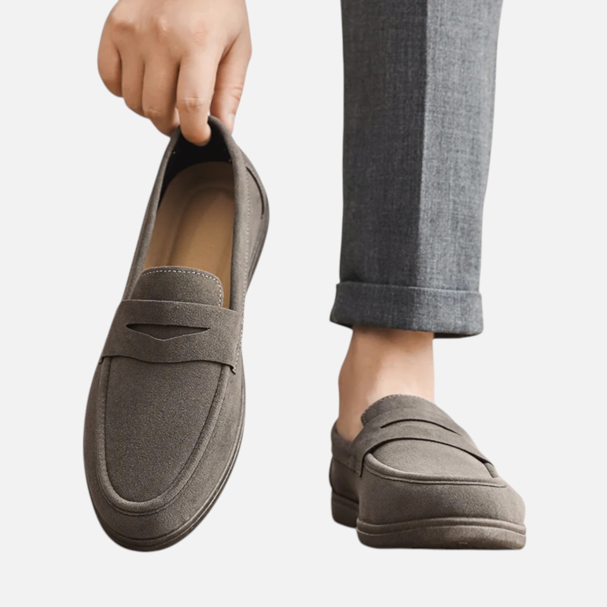 Maison Delmont | Men’s Faux Suede Slip-On Loafers
