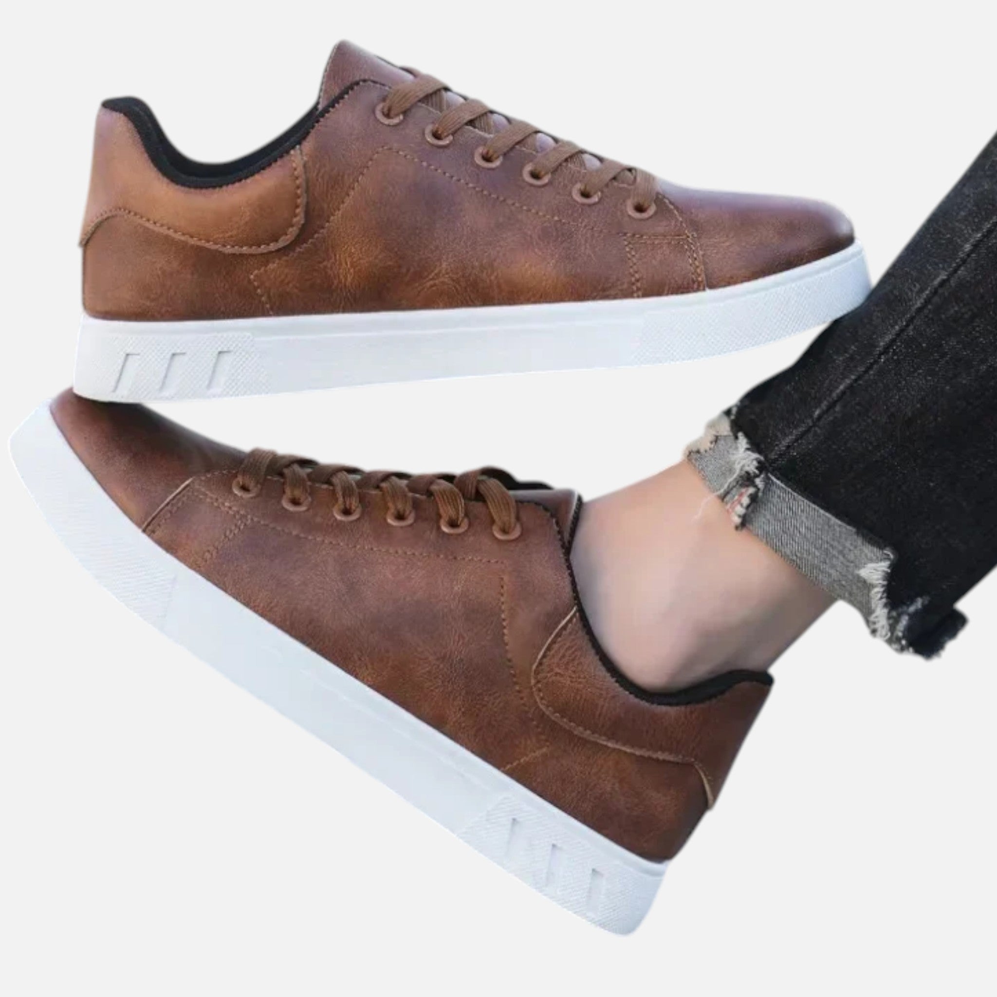 Maison Delmont | Men’s Classic Leather Driving Sneakers