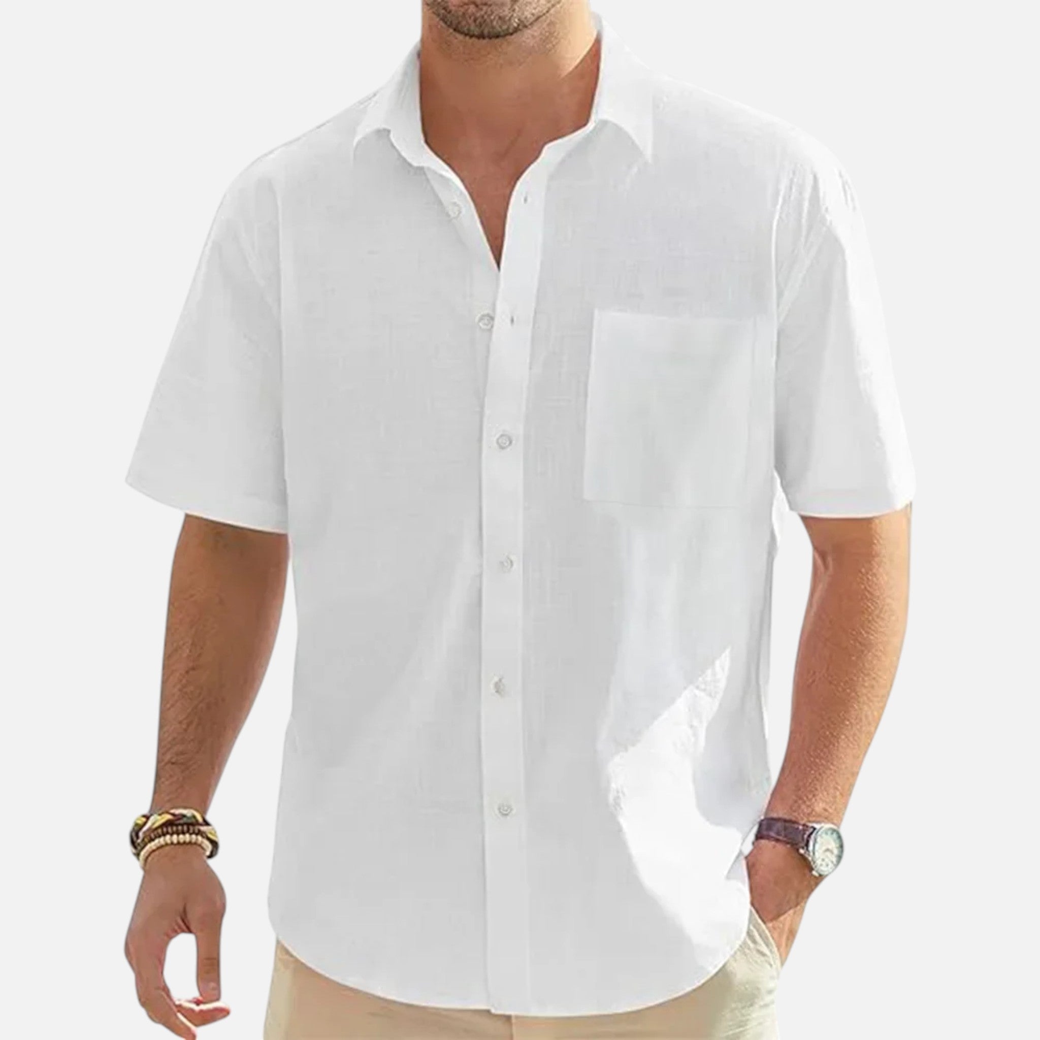 Maison Delmont | Men’s Cotton Blend Beach Shirt