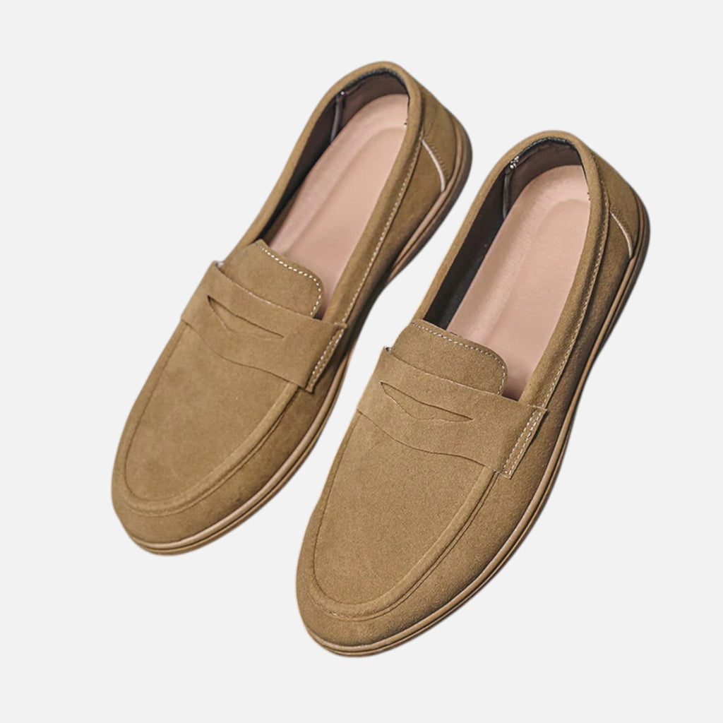 Maison Delmont | Men’s Faux Suede Slip-On Loafers