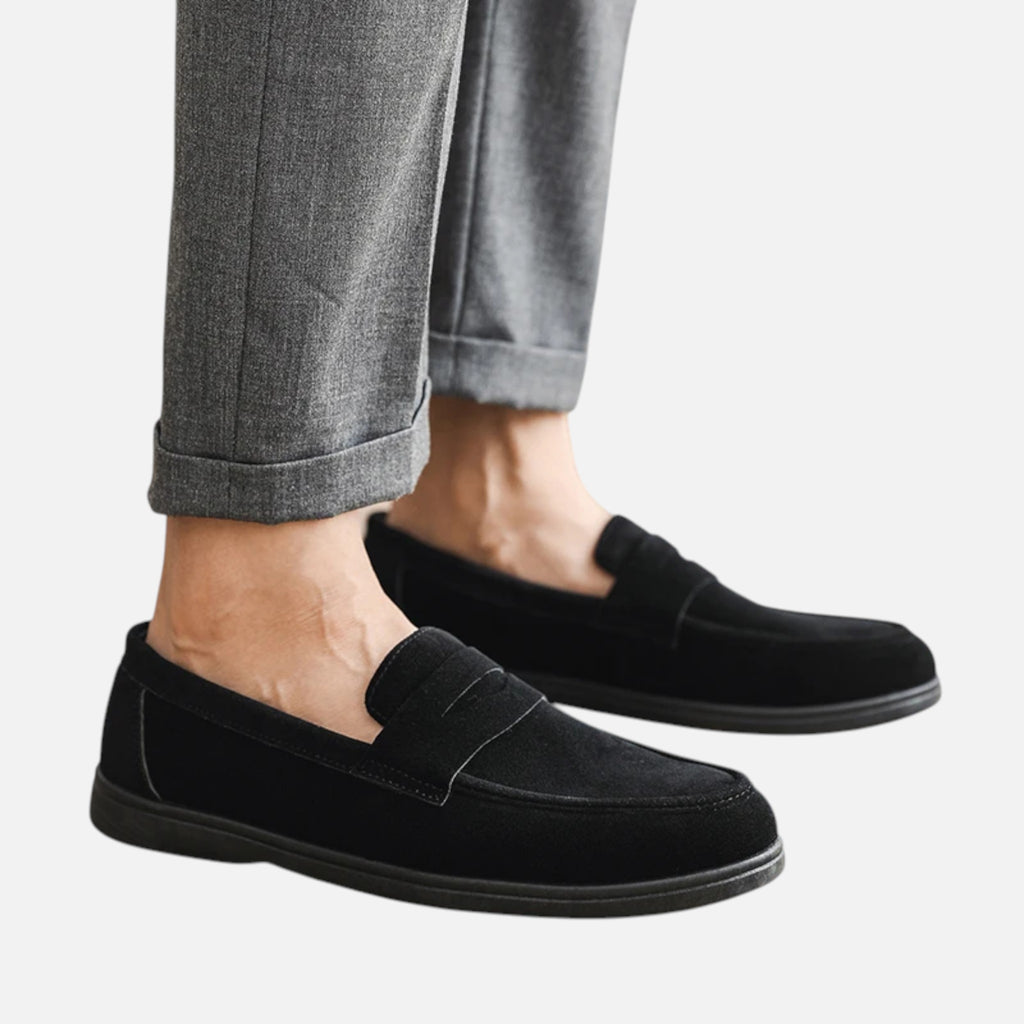 Maison Delmont | Men’s Faux Suede Slip-On Loafers
