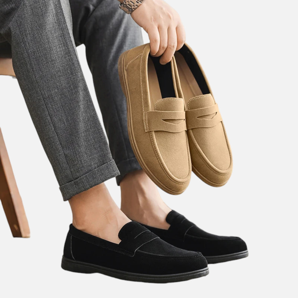 Maison Delmont | Men’s Faux Suede Slip-On Loafers