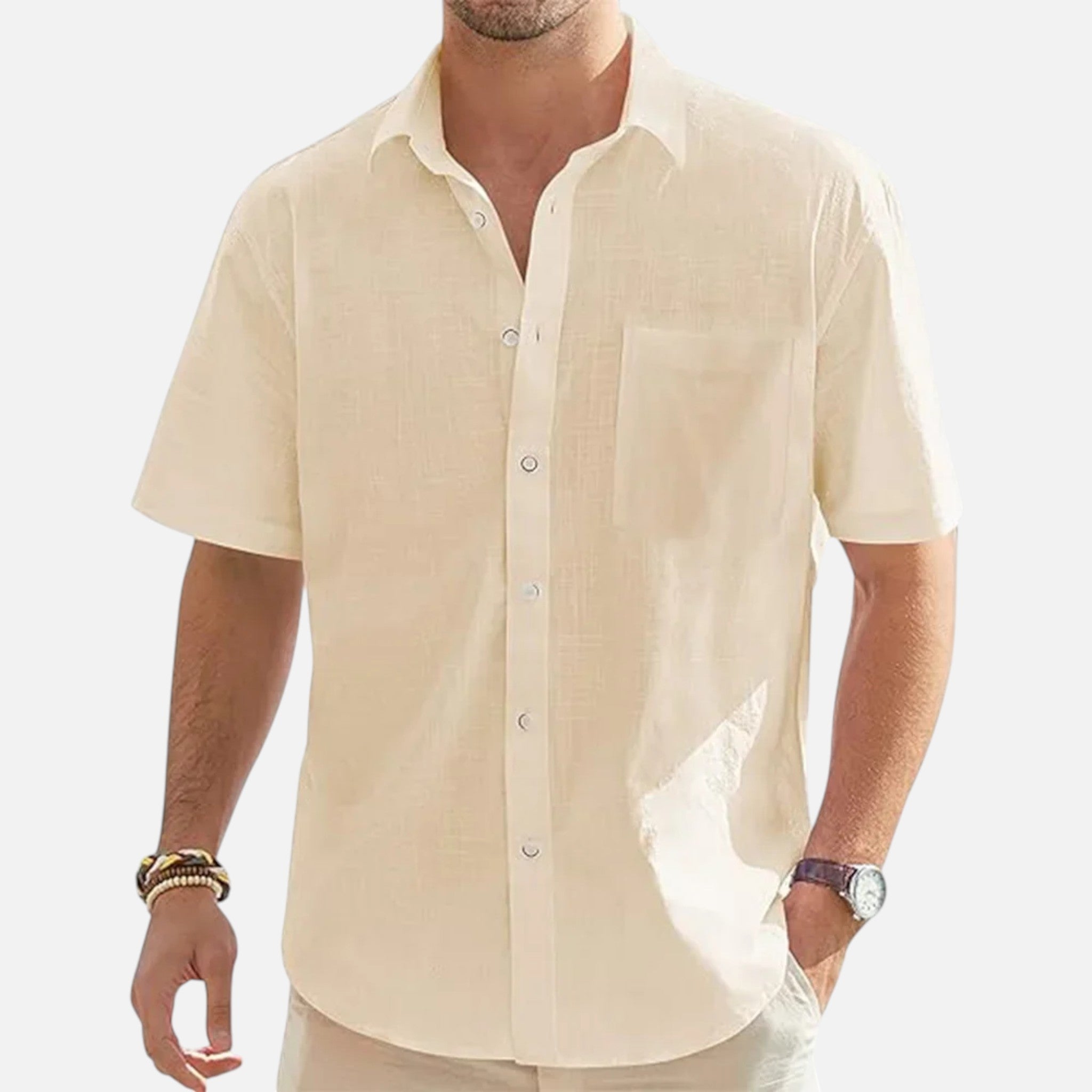 Maison Delmont | Men’s Cotton Blend Beach Shirt