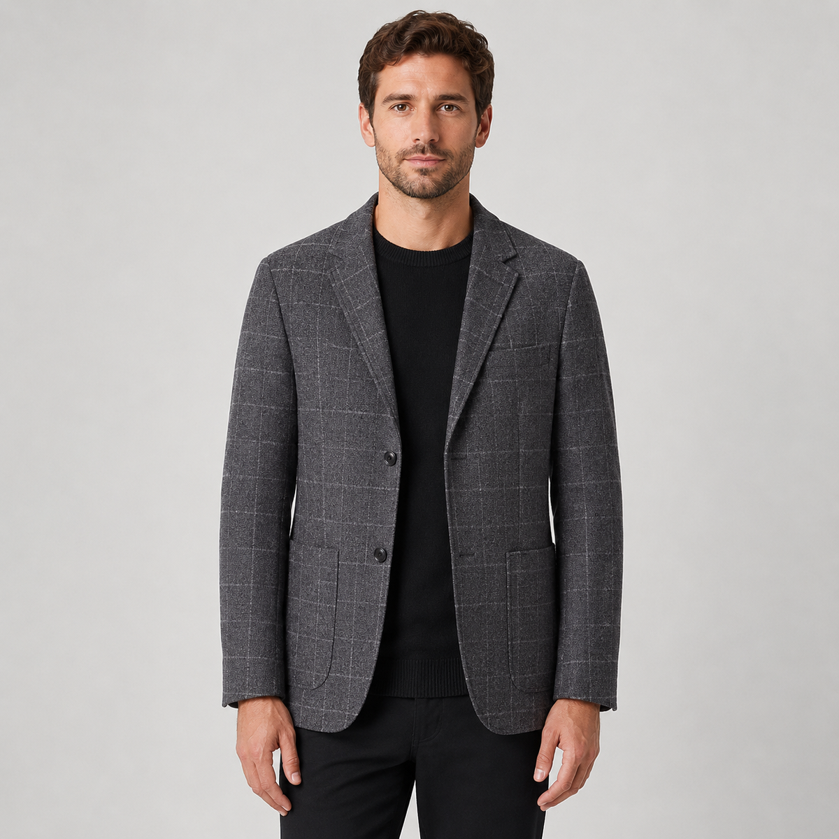 Men's Plaid Blazer - British Style Single-Breasted Jacket