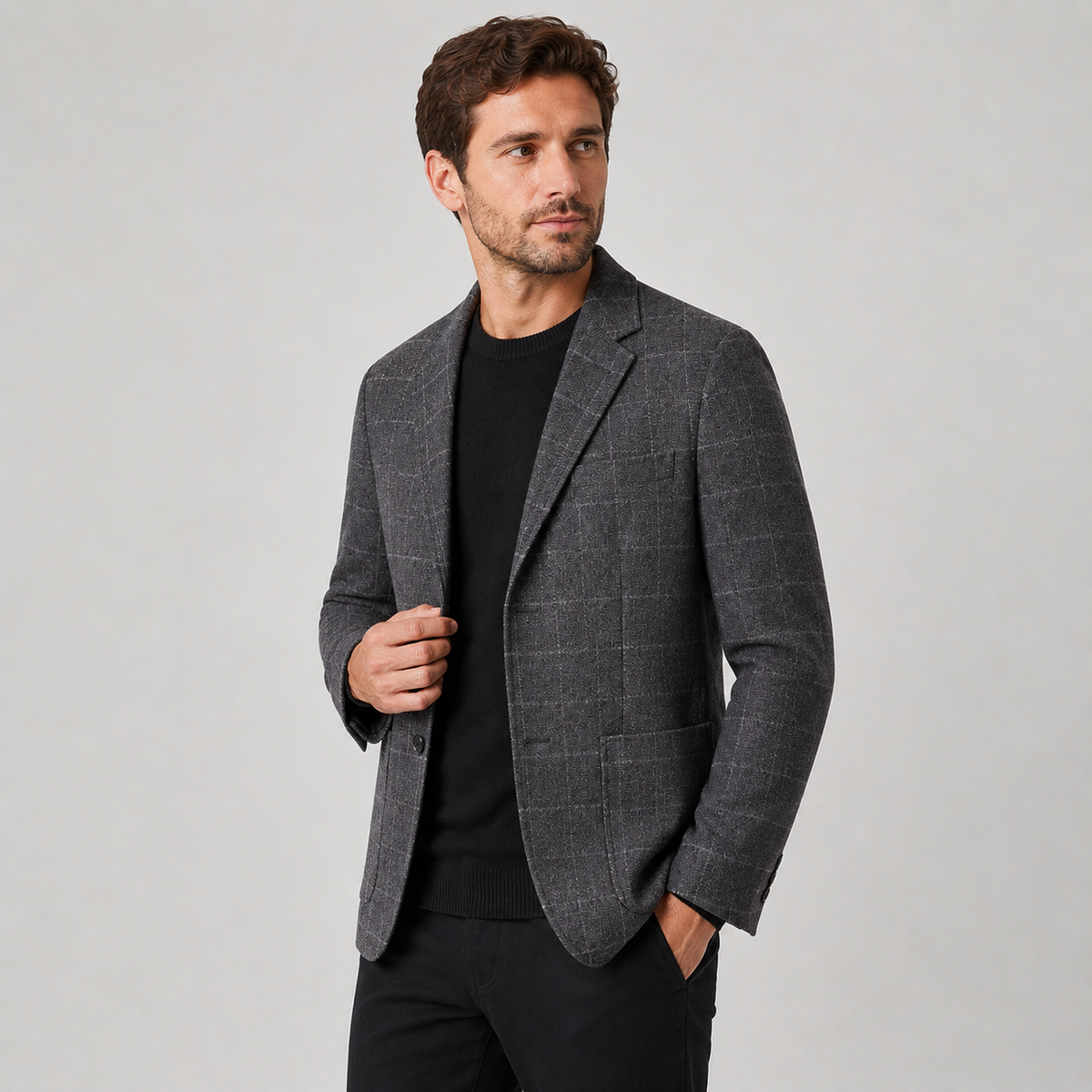 Men's Plaid Blazer - British Style Single-Breasted Jacket