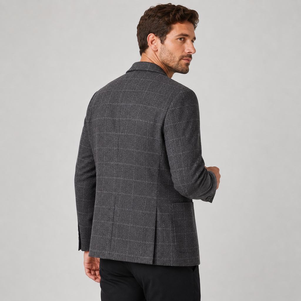 Men's Plaid Blazer - British Style Single-Breasted Jacket