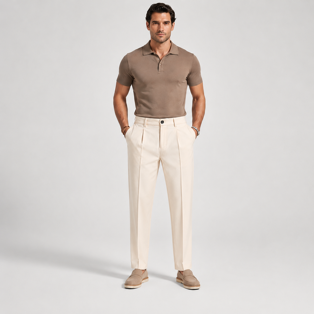 Men’s Classic Wool-Blend Straight-Leg Trousers