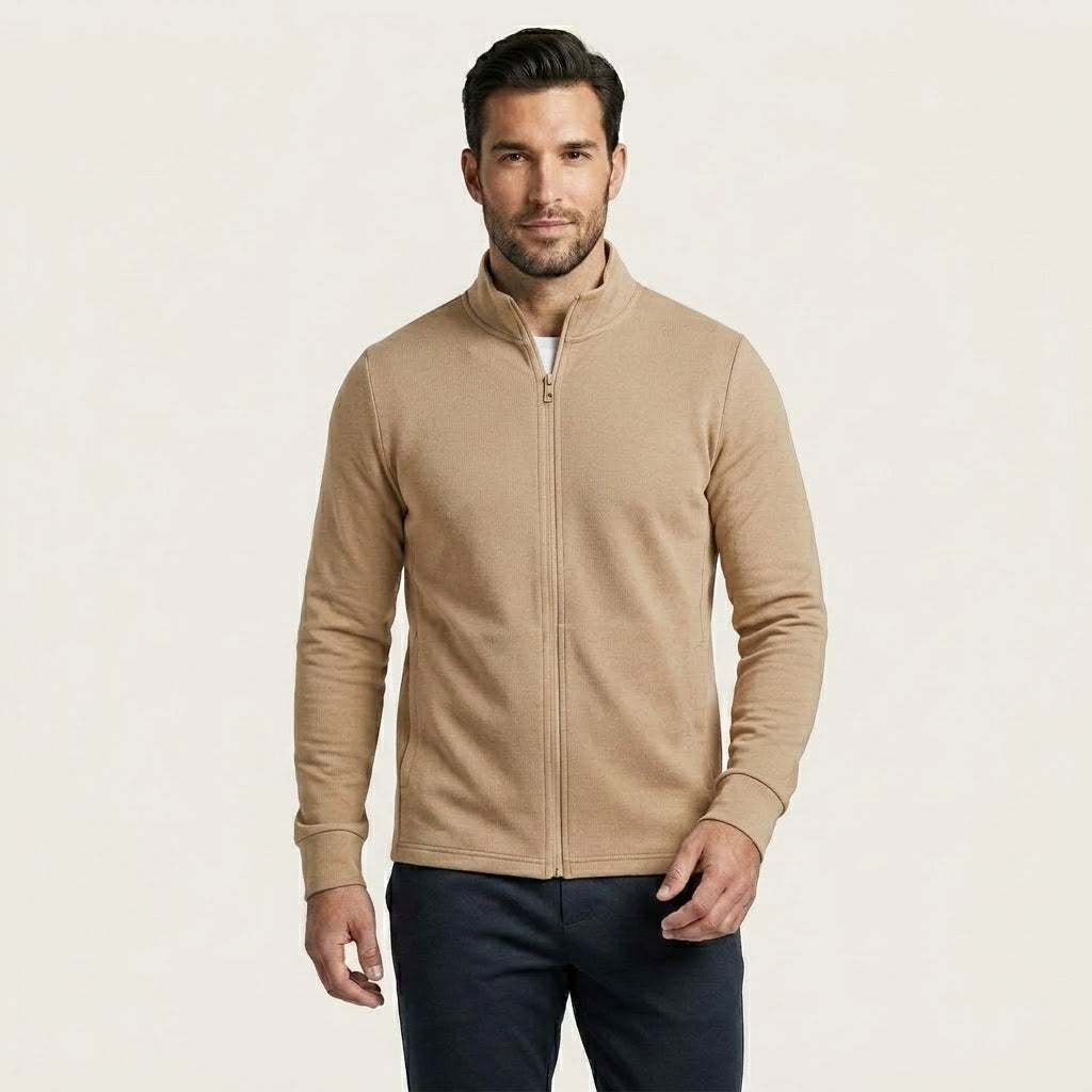 Men’s Merino Wool Mock-Neck Zip Cardigan
