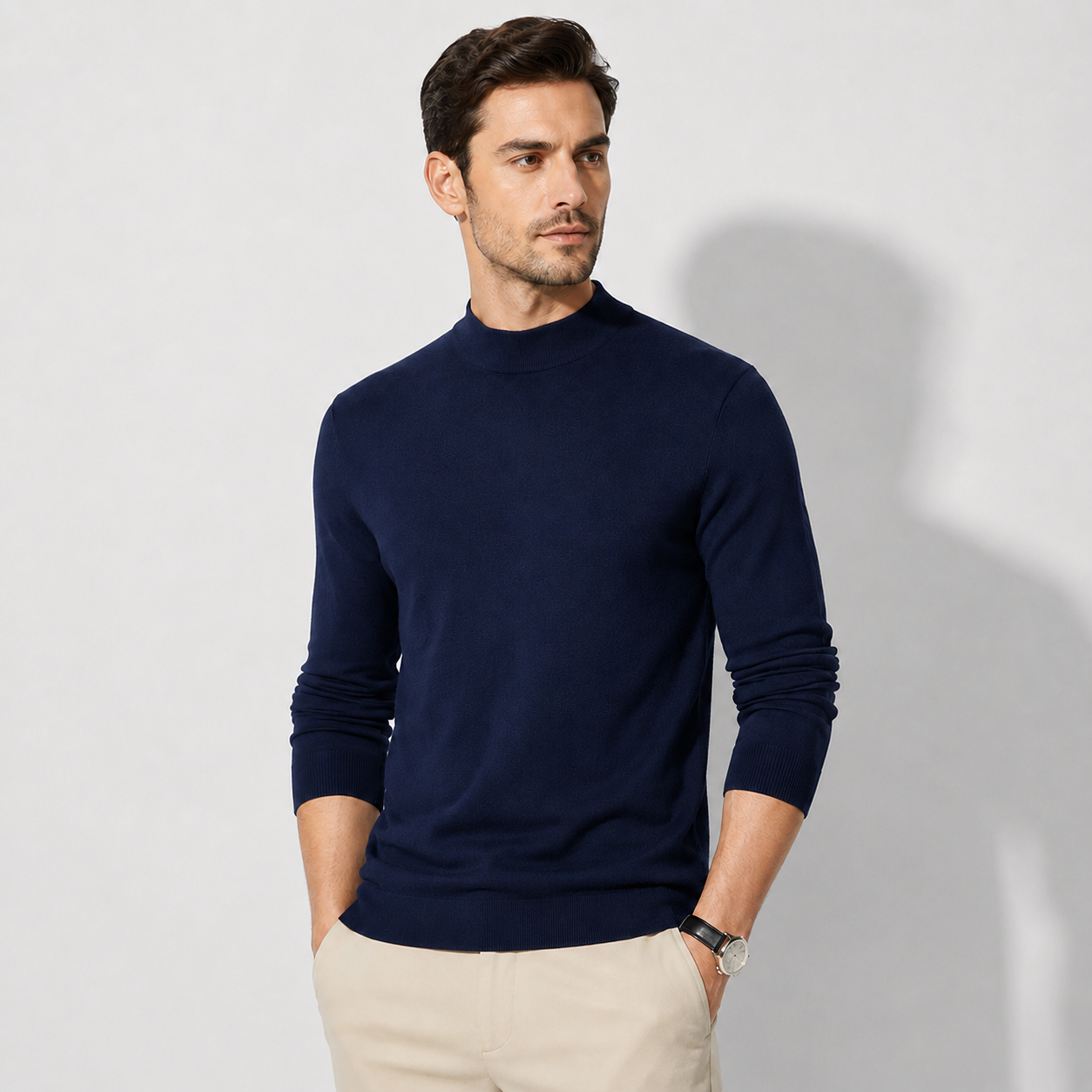 Men’s Half-Turtleneck Cashmere Knit Sweater