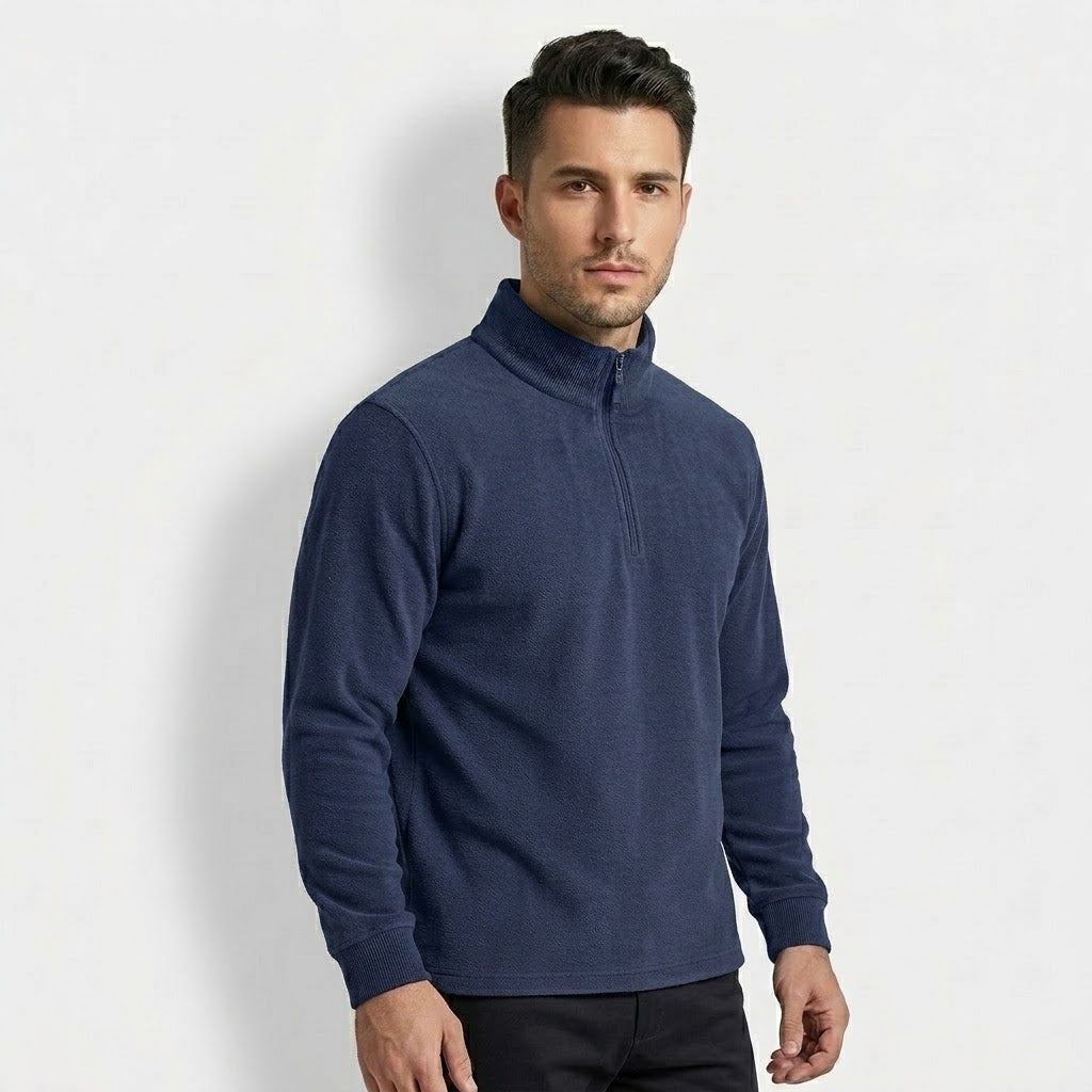 Men’s Australian Merino Wool High-Neck Zip Sweater