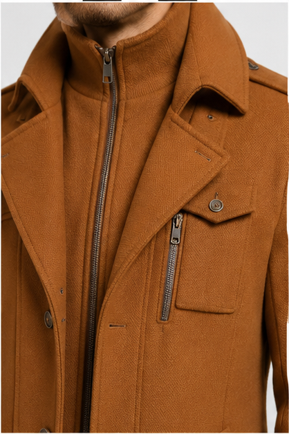 Men’s Classic Wool Blend Double-Collar Winter Coat