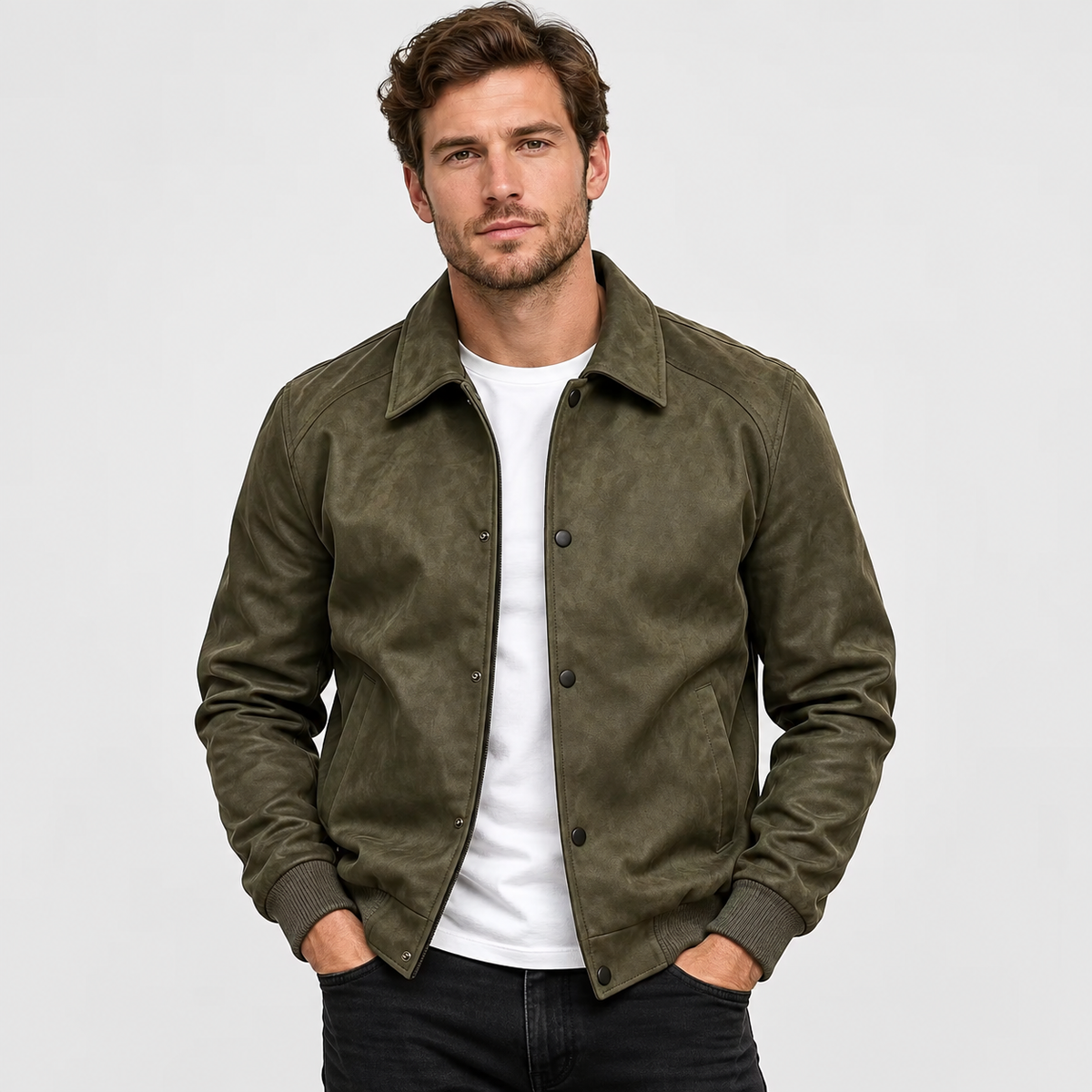 Men's Vintage Jacket Loose Fit Solid Color Workwear Coat