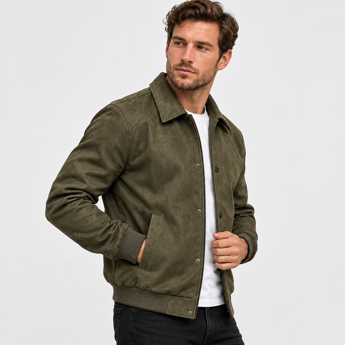 Men's Vintage Jacket Loose Fit Solid Color Workwear Coat