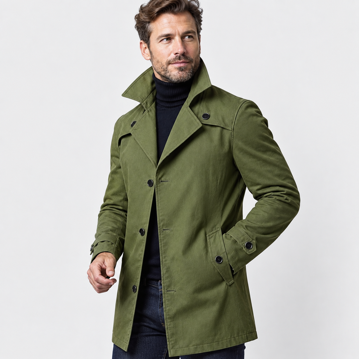 Men’s Classic Overcoat Formal Casual Style Outerwear