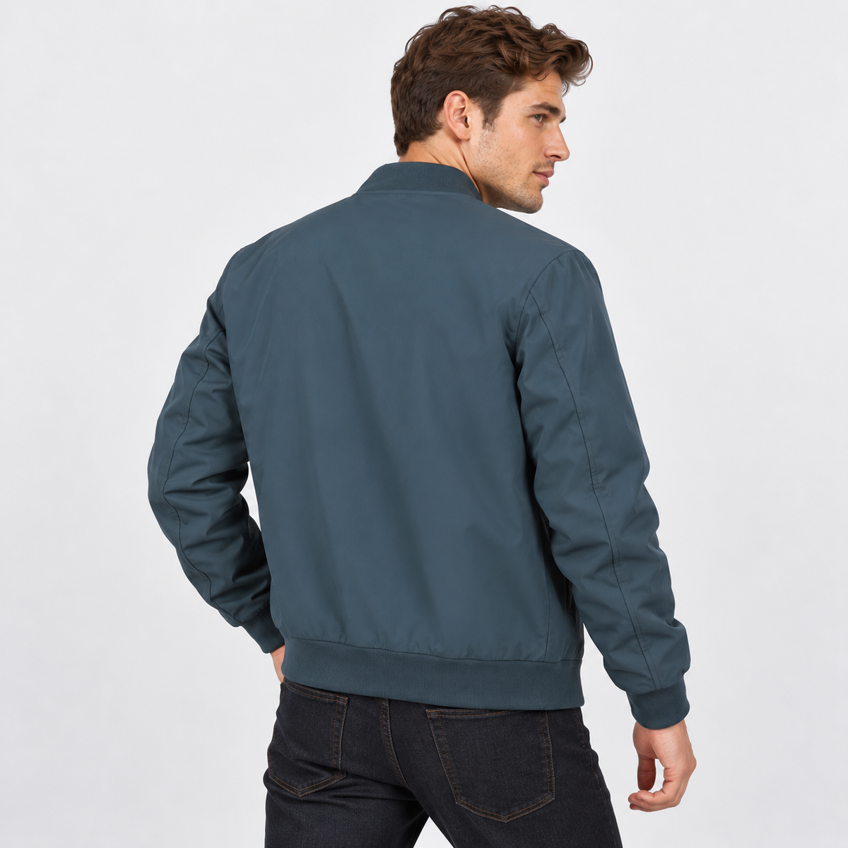 Men's Bomber Jacket Polyester Baseball Collar Regular Fit