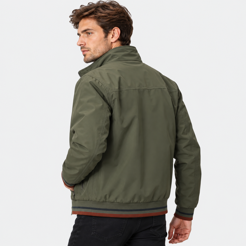 Men’s Reversible Utility Jacket Stand Collar Zip Casual Coat