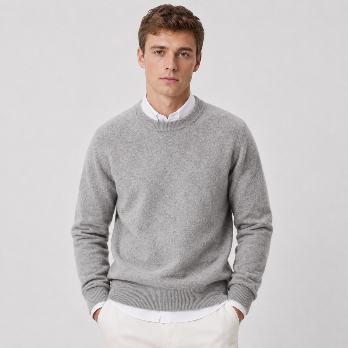Men's Cashmere Blend Sweater - Crew Neck Long Sleeve