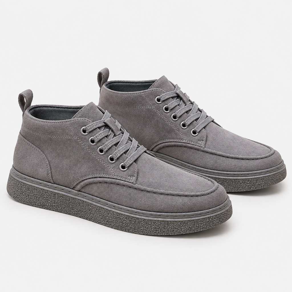 Men's Faux Leather Boots Lace-Up Round Toe Casual Shoes
