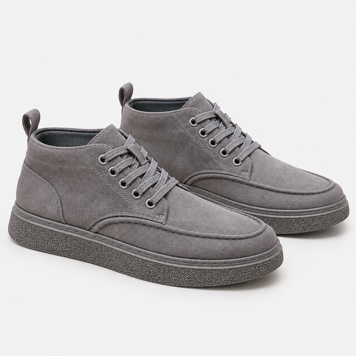 Men's Faux Leather Boots Lace-Up Round Toe Casual Shoes