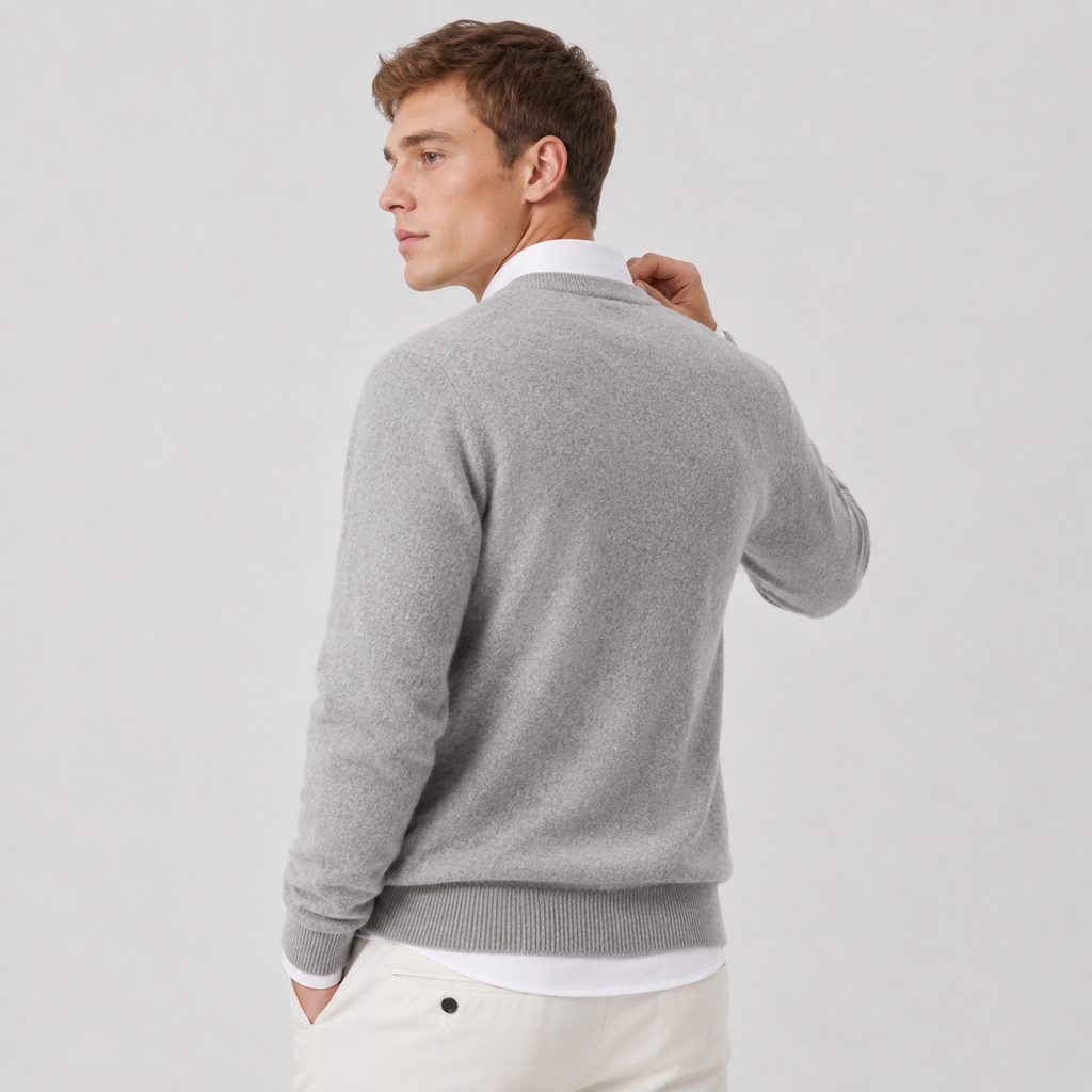 Men's Cashmere Blend Sweater - Crew Neck Long Sleeve