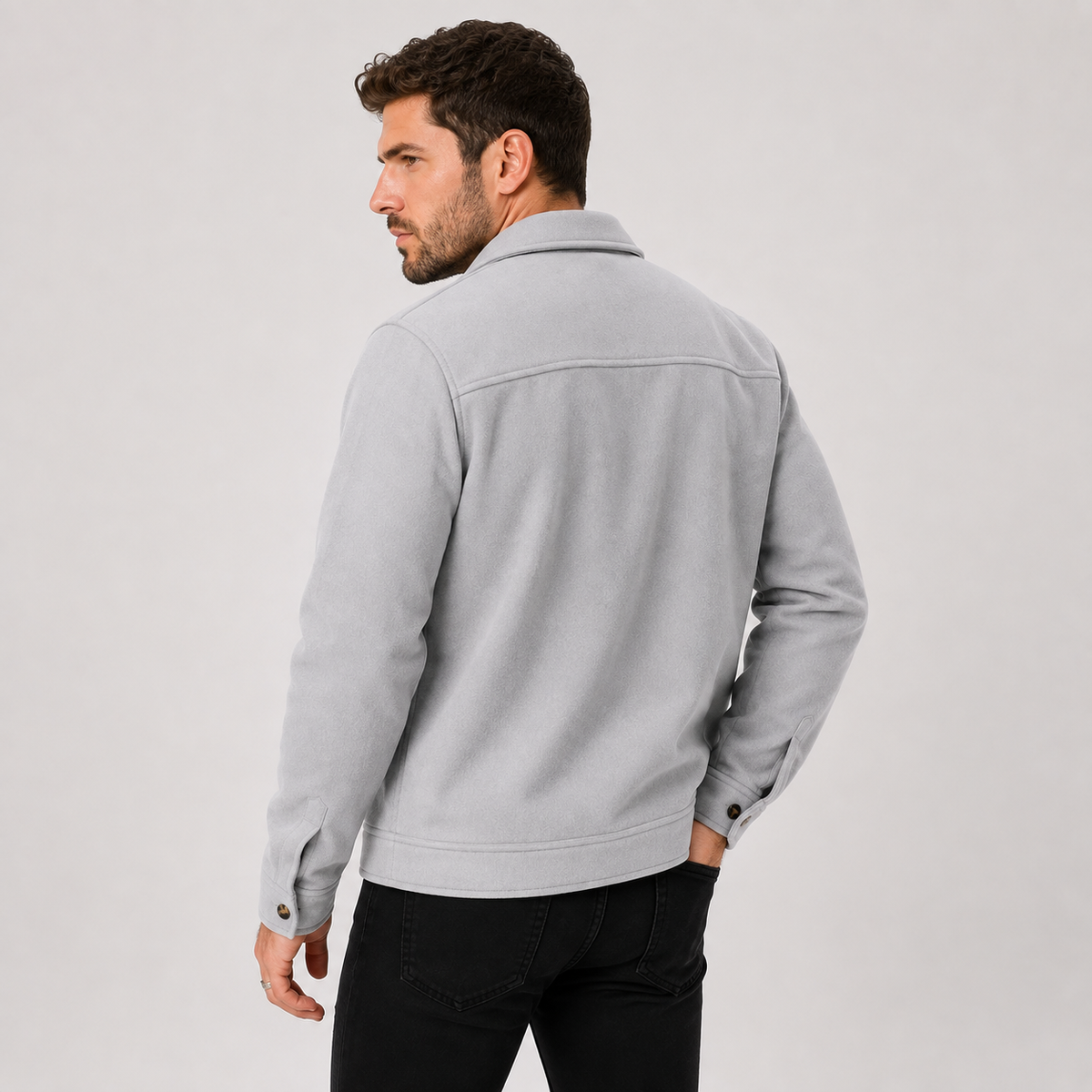 Men's Brushed Jacket - Polyester Rayon Loose Fit