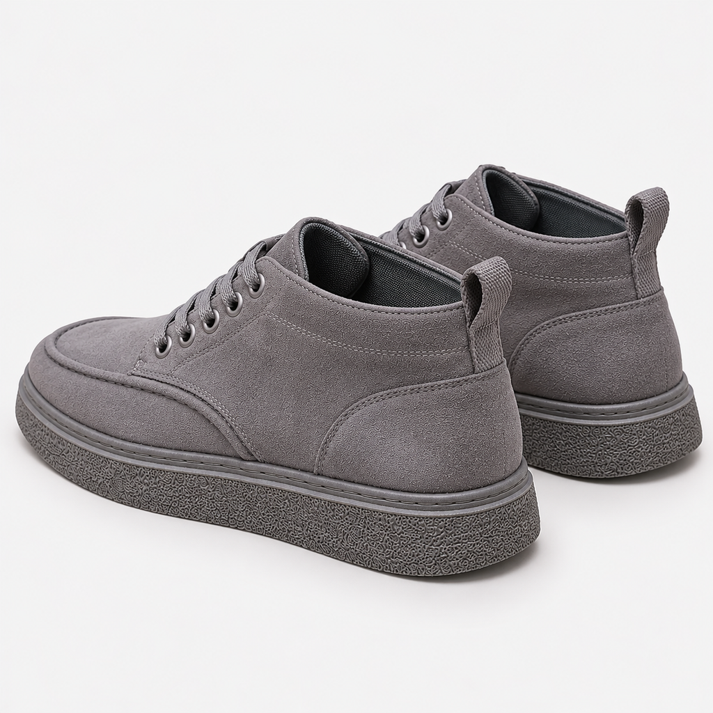 Men's Faux Leather Boots Lace-Up Round Toe Casual Shoes