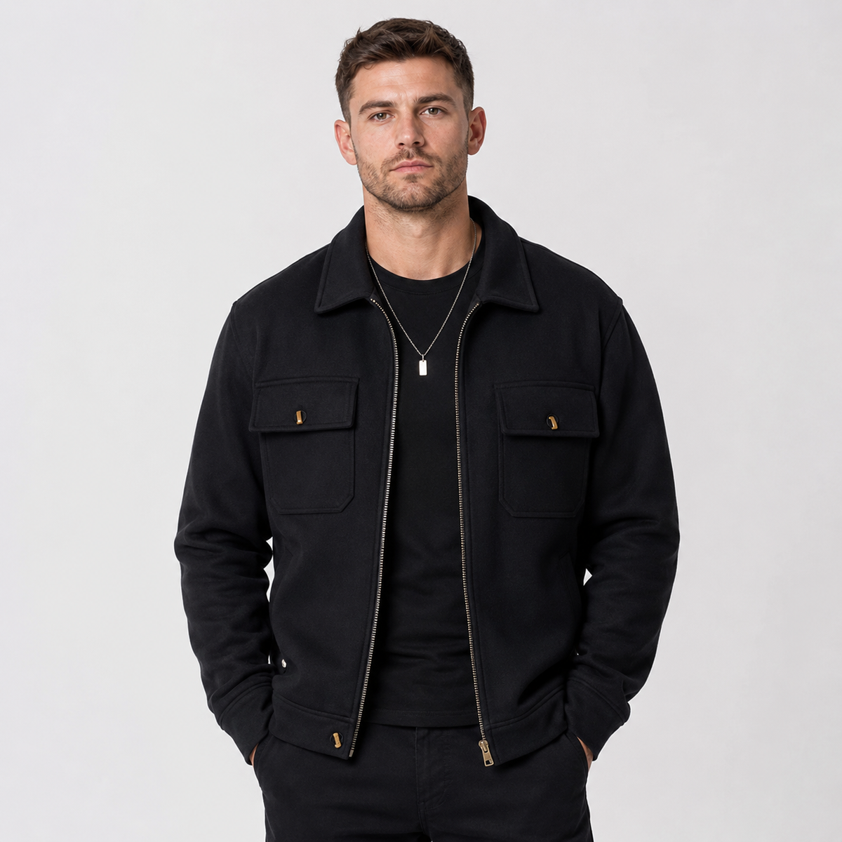 Men's Brushed Jacket - Polyester Rayon Loose Fit