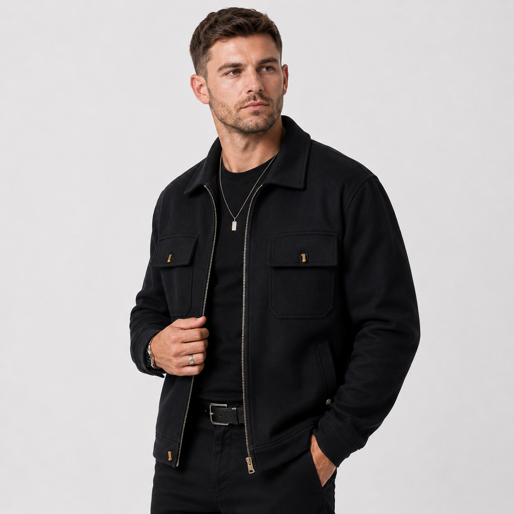 Men's Brushed Jacket - Polyester Rayon Loose Fit