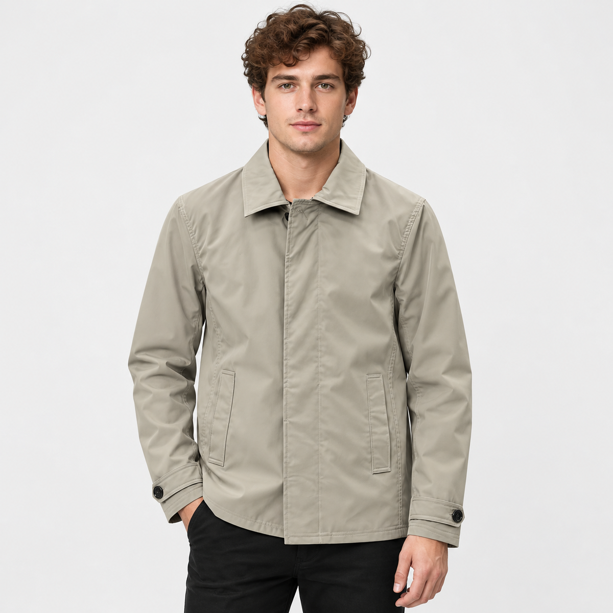 Men's Lapel Trench Coat Lightweight Spring Fall Casual Outerwear