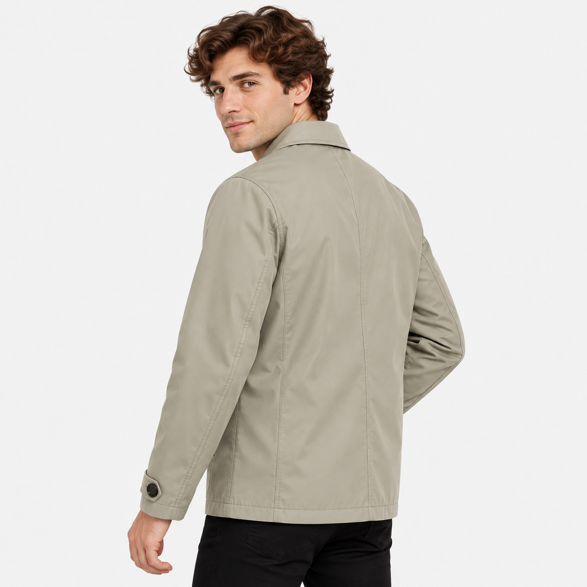 Men's Lapel Trench Coat Lightweight Spring Fall Casual Outerwear