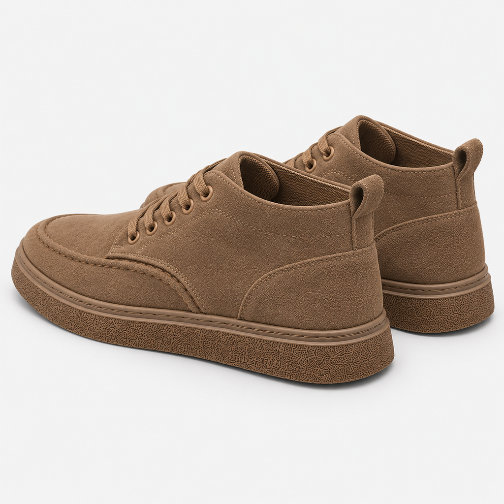 Men's Faux Leather Boots Lace-Up Round Toe Casual Shoes
