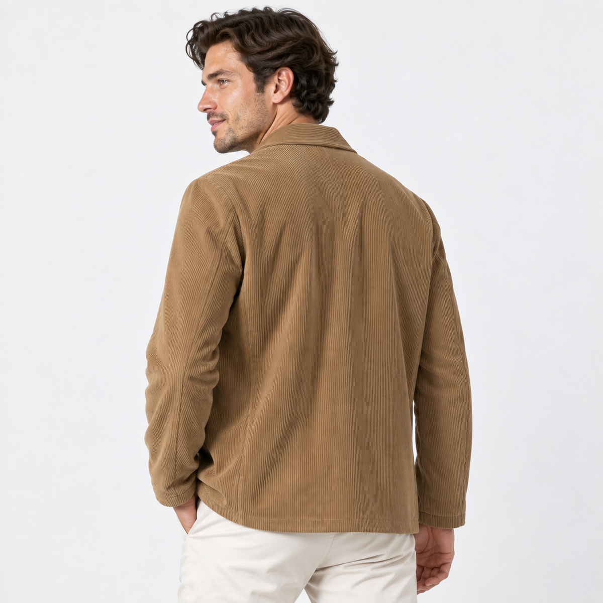 Men's Corduroy Blazer Lapel Collar Casual Business Jacket