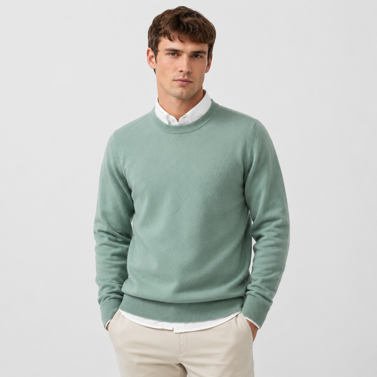 Men's Cashmere Blend Sweater - Crew Neck Long Sleeve