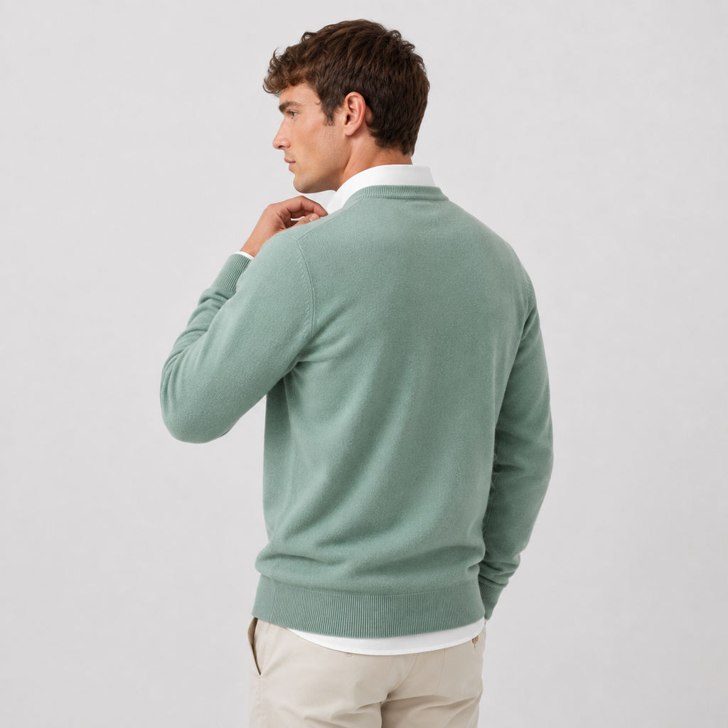Men's Cashmere Blend Sweater - Crew Neck Long Sleeve