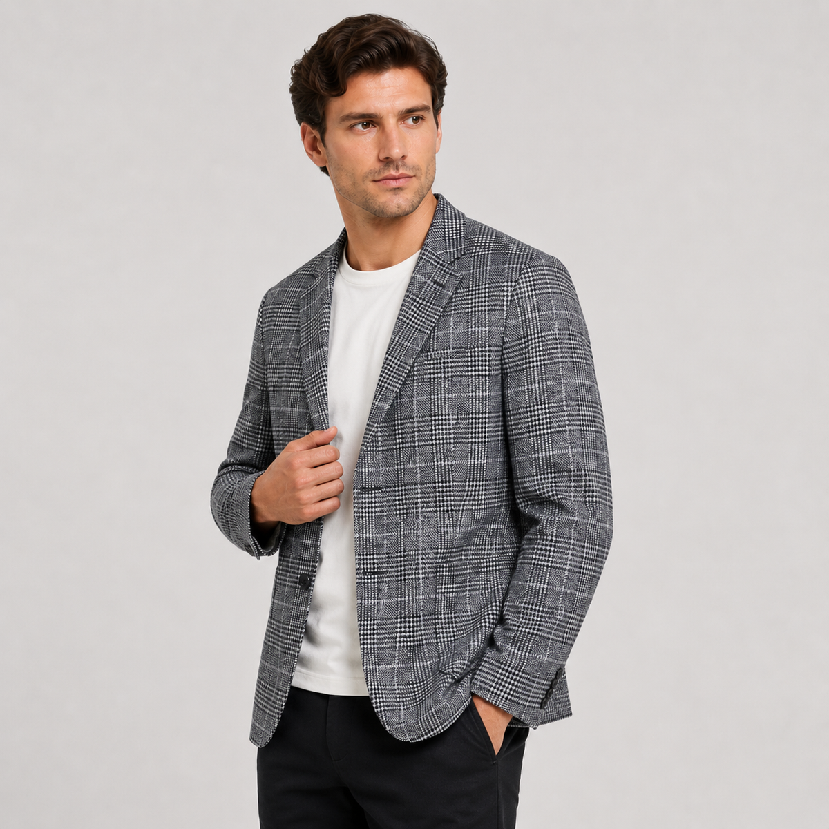 Men's Plaid Blazer - British Style Single-Breasted Jacket