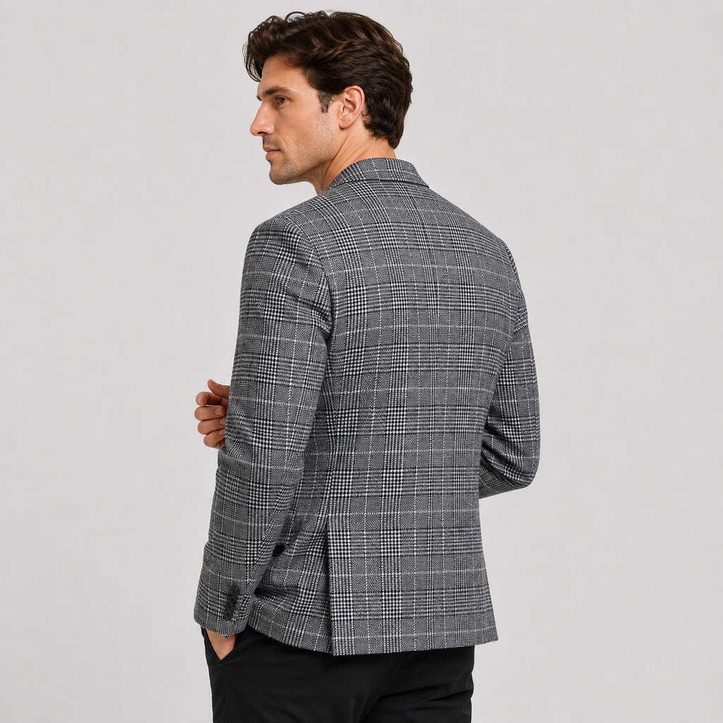 Men's Plaid Blazer - British Style Single-Breasted Jacket