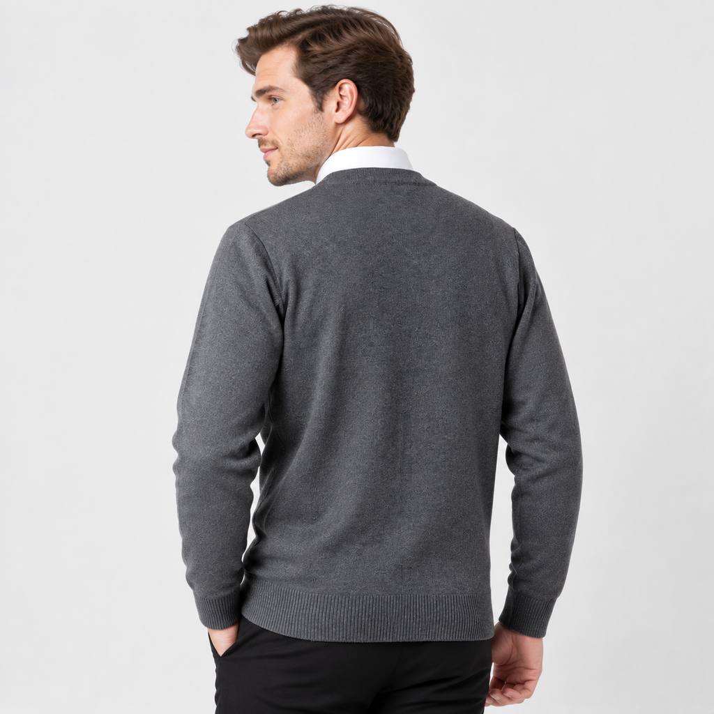 Men’s V Neck Knit Cardigan Diamond Pattern Button Sweater