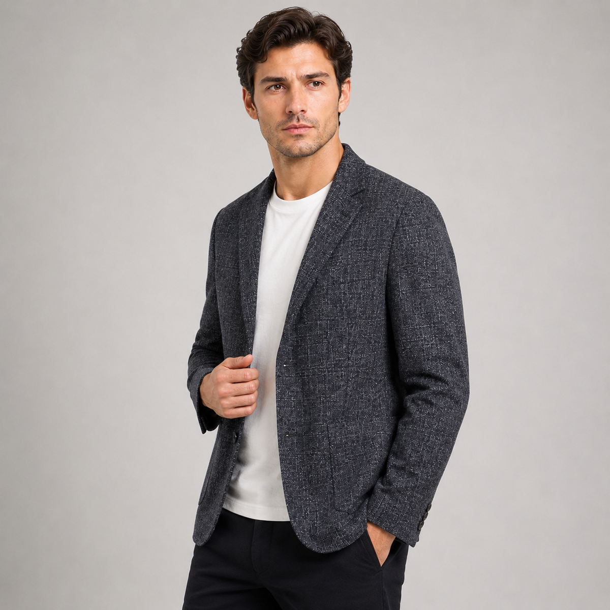 Men's Plaid Blazer - British Style Single-Breasted Jacket