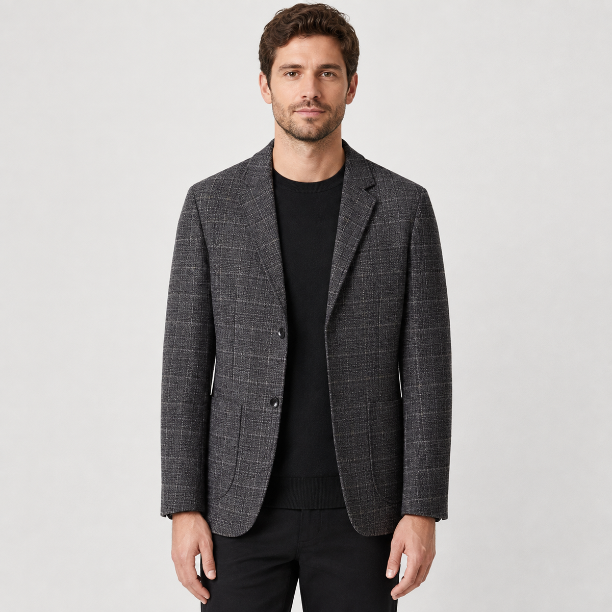 Men's Plaid Blazer - British Style Single-Breasted Jacket
