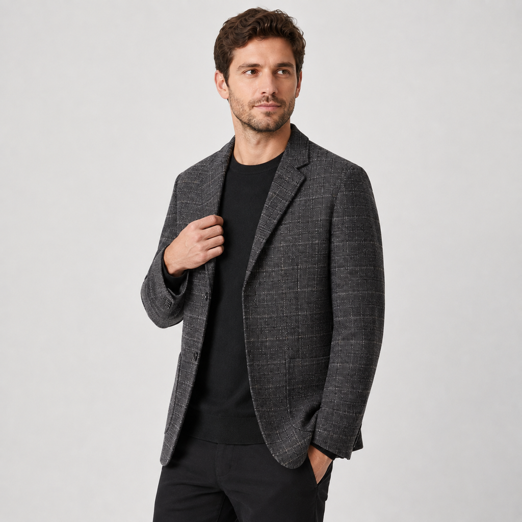 Men's Plaid Blazer - British Style Single-Breasted Jacket