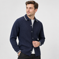 Men’s Cable Knit Cardigan Color Block Button Front Sweater