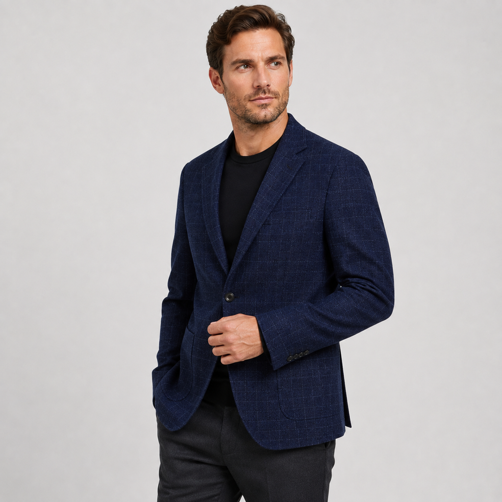 Men's Plaid Blazer - British Style Single-Breasted Jacket
