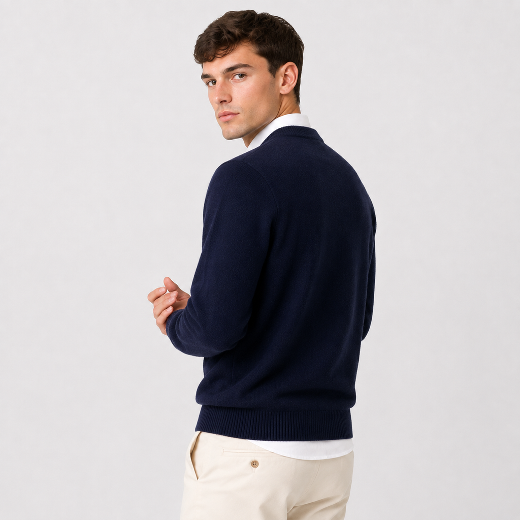 Men's Cashmere Blend Sweater - Crew Neck Long Sleeve