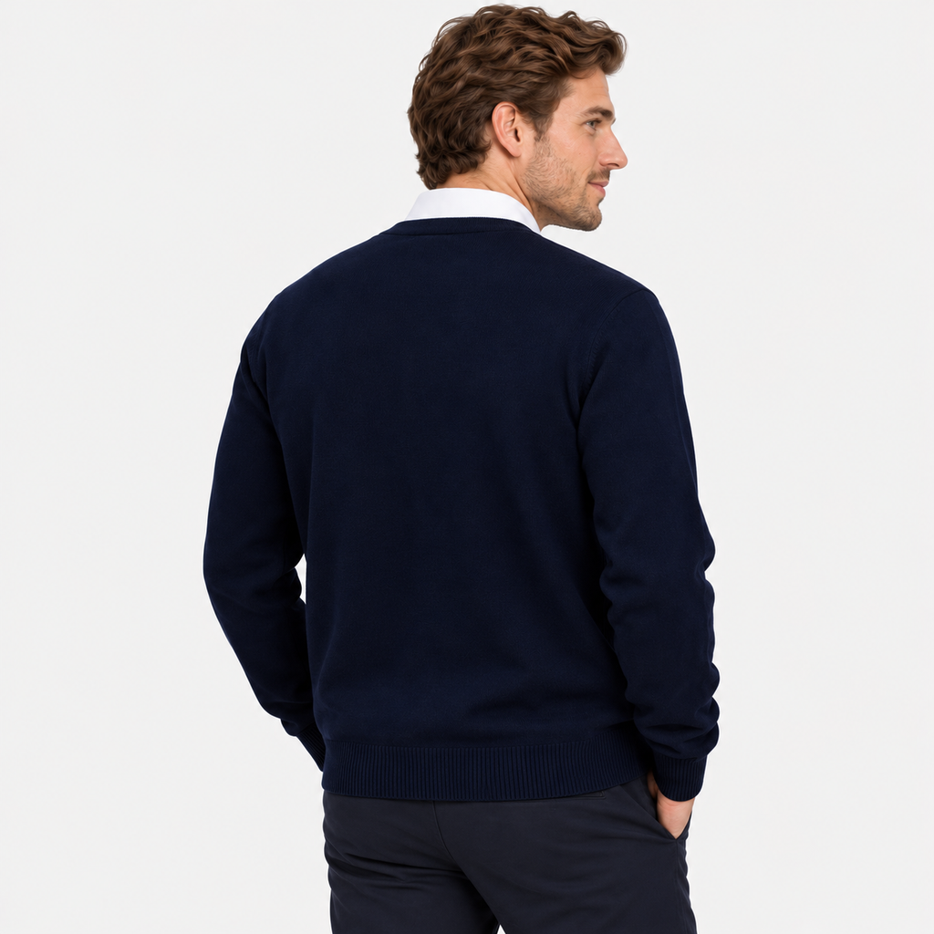 Men's V-Neck Cardigan Polyester Knit Button Front Loose Fit