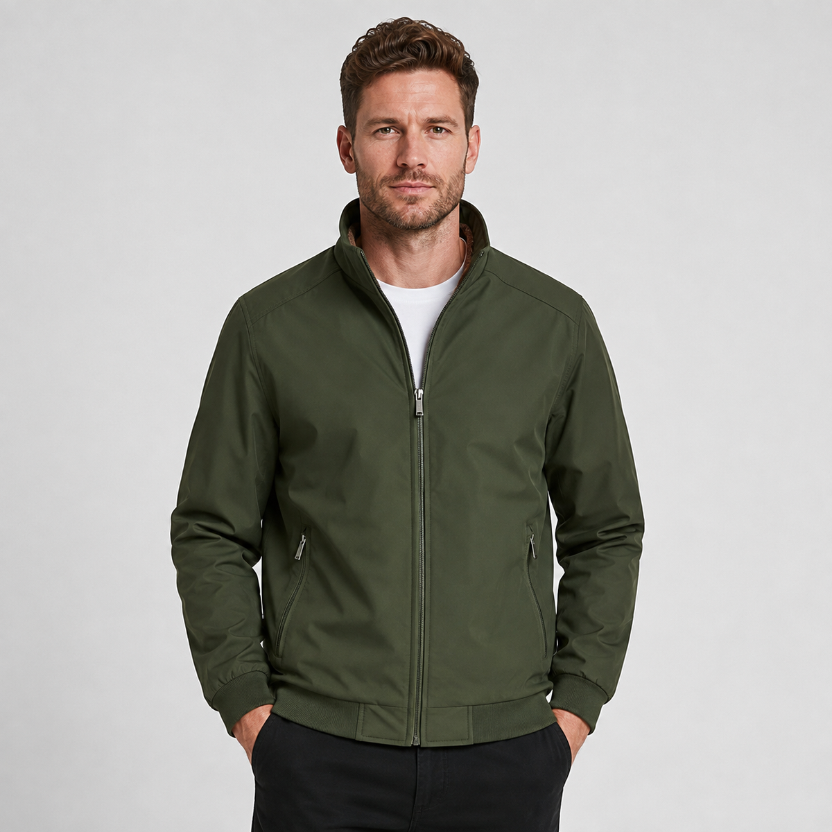 Men's Fleece Jacket - Thickened Stand Collar Zip-Up