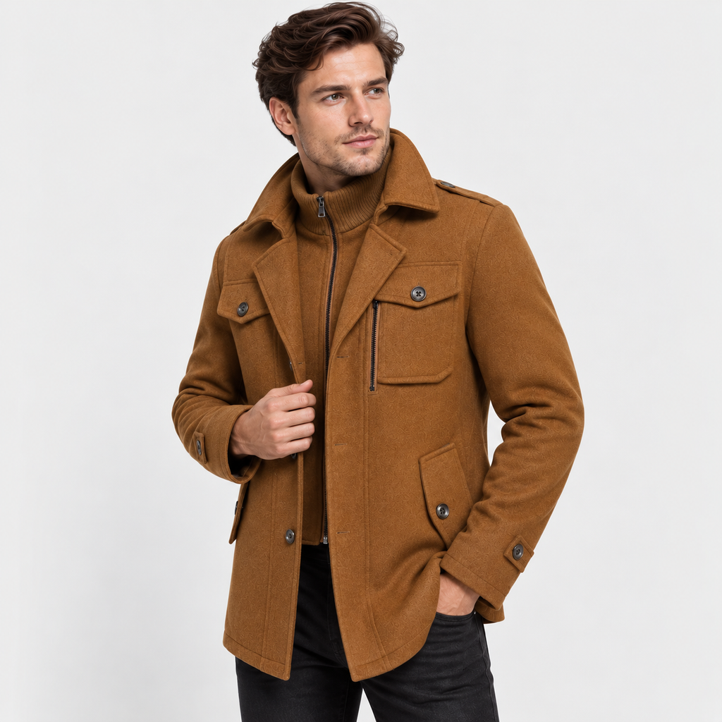 Men’s Business Coat Slim Fit Wool Blend Casual Jacket