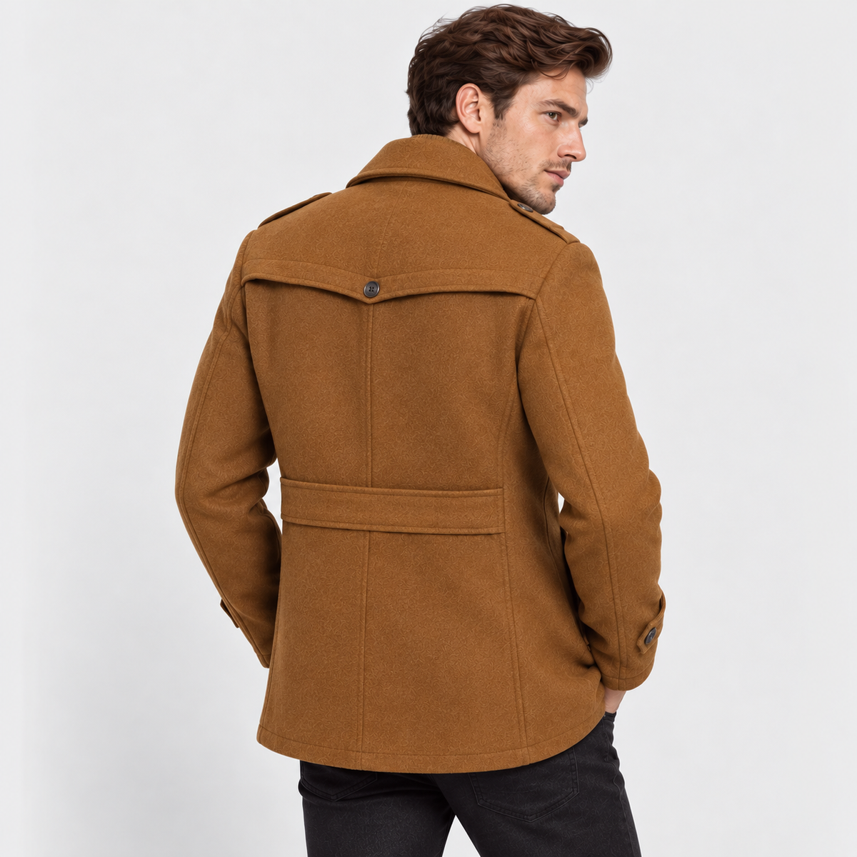 Men’s Business Coat Slim Fit Wool Blend Casual Jacket