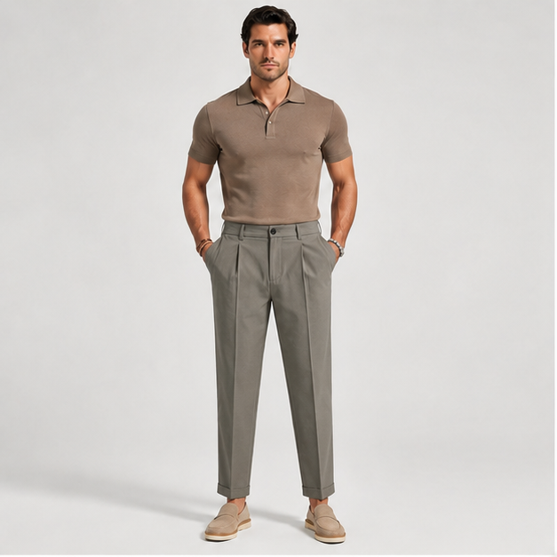 Men’s Classic Wool-Blend Straight-Leg Trousers